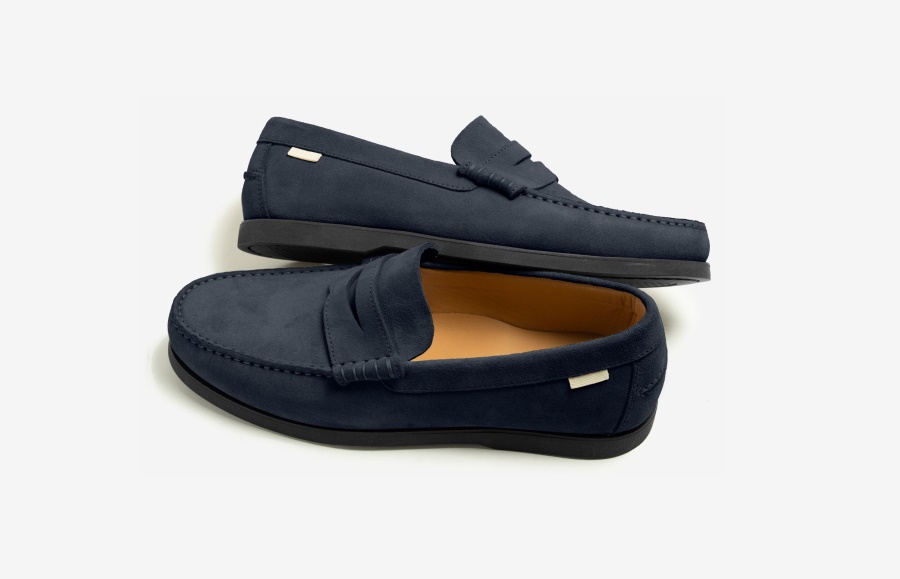 Oliver Cabell Penny Loafer Marineblaues Wildleder